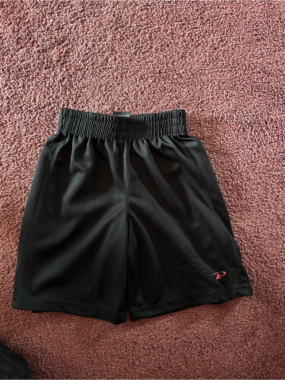 Pro Player Black Athletic Mesh Shorts with Red Logo